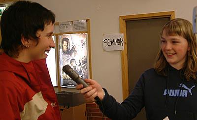Marit Bjørgen blir intervjuet av Mona