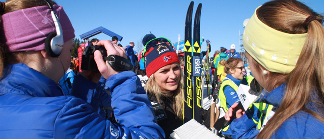 Therese Johaug intervjues av Maria.